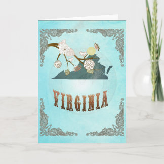 Moderne Vintage Virginia Staat Karte - Aqua Blue