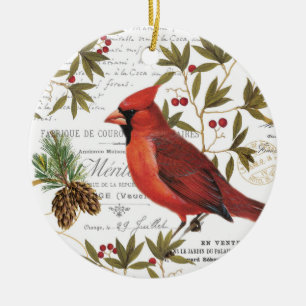 Moderne vintage Wald Kardinal Keramik Ornament