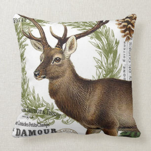 moderne vintage-wald-winter-hirsch kissen