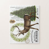 moderne vintage-wald-winter-hirsch puzzle (Vertikal)