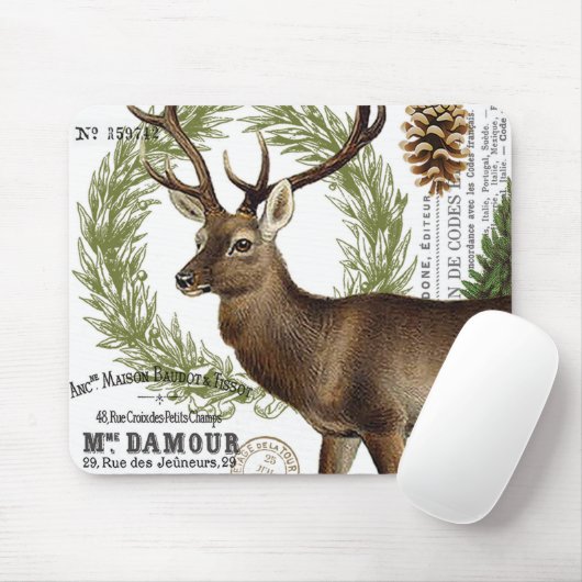 moderne Vintage Waldwinterrotwild Mousepad (Mit Mouse)