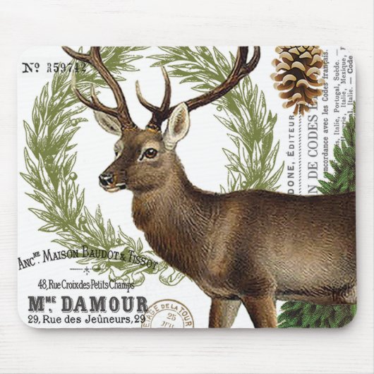 moderne Vintage Waldwinterrotwild Mousepad (Vorne)