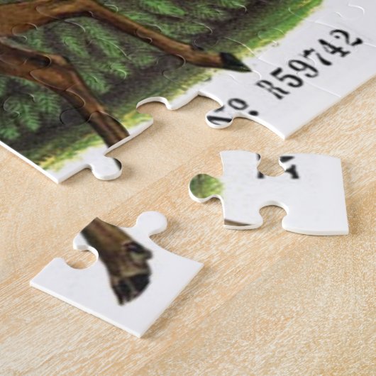 moderne Vintage Waldwinterrotwild Puzzle (Seite)