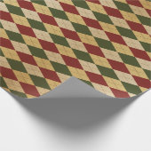 Moderne Vintage Weihnachtsplätze in Rot-Grün-Beige Geschenkpapier (Ecke)