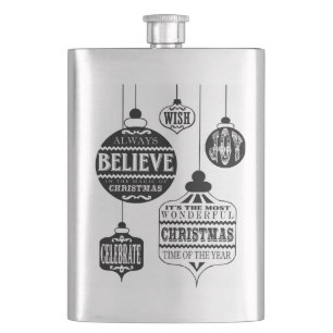 moderne Vintage Weihnachtsverzierungen Flachmann