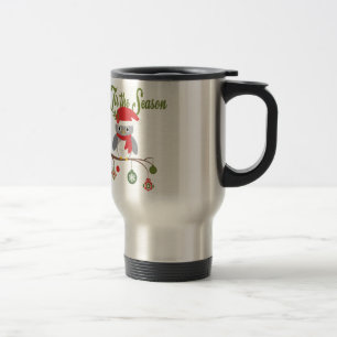 moderne Vintage Weihnachtswaldeule Reisebecher