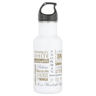 moderne vintage-weihnachtswörter edelstahlflasche