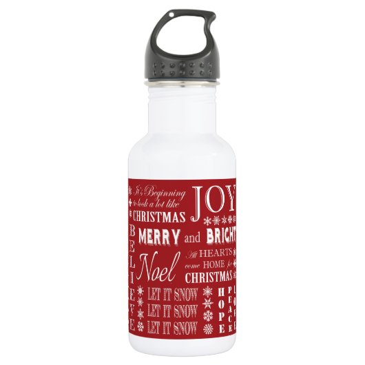 moderne vintage Weihnachtswörter Edelstahlflasche (Vorderseite)