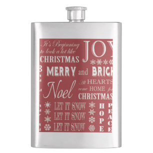 moderne Vintage Weihnachtswörter Flachmann