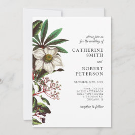 Moderne Vintage weiße Weihnachtsfeier Rose Einladung