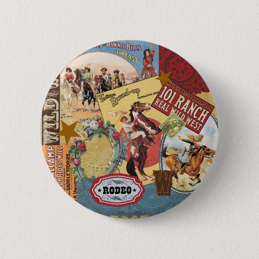 moderne Vintage Western Cowgirl Button (Vorderseite)