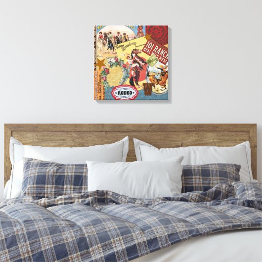 moderne Vintage Western Cowgirl Leinwanddruck (Insitu (Schlafzimmer))