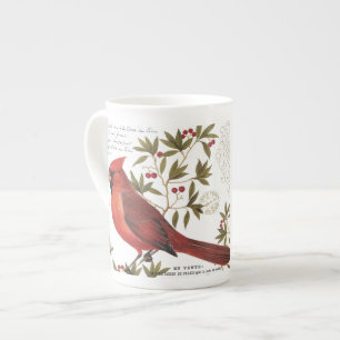 moderne vintage winter kardinal porzellantasse