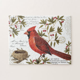 moderne vintage winter kardinal puzzle