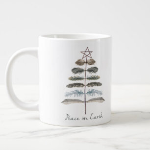 moderne Vintage Winterfederbaum Jumbo-Tasse