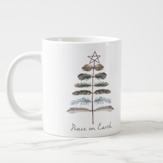 moderne Vintage Winterfederbaum Jumbo-Tasse (Links)