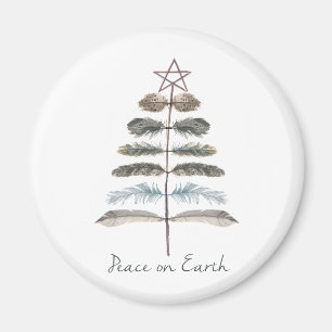 moderne Vintage Winterfederbaum Magnet