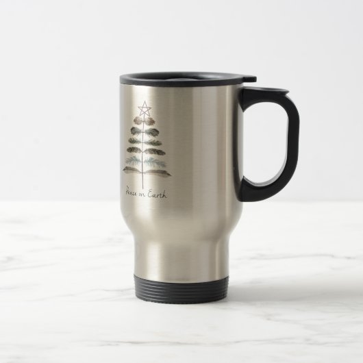 moderne Vintage Winterfederbaum Reisebecher (Rechts)