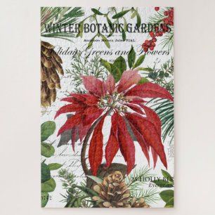 Moderne vintage Wintergarten-Blumen Puzzle
