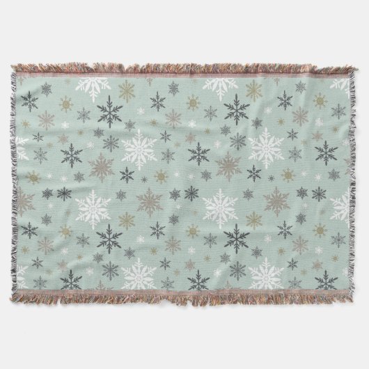 Moderne Vintage Winterschneeflocke Decke (Vorderseite)