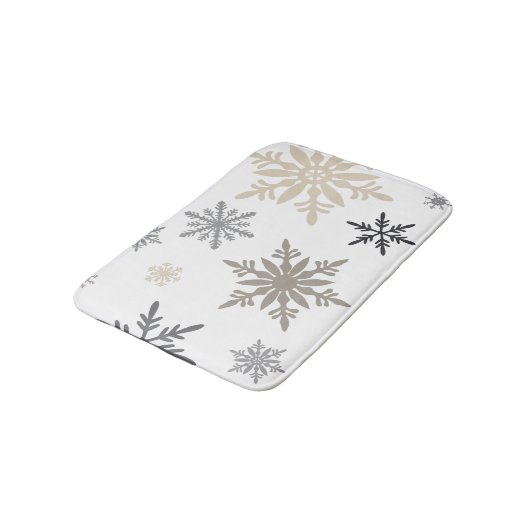 Moderne Vintage Winterschneeflocken Badematte (Schrägansicht)