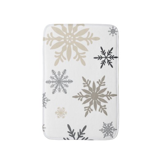 Moderne Vintage Winterschneeflocken Badematte (Vorderseite Vertikal)