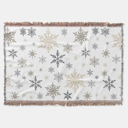 Moderne Vintage Winterschneeflocken Decke (Vorderseite)