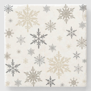 Moderne Vintage Winterschneeflocken Steinuntersetzer