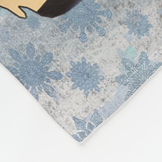 Moderne Vintage Wintertaubenschneeflocken Fleecedecke (Ecke)