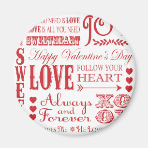 Moderne Vintage-Wort-Valentine-Liebe-Collage Magnet