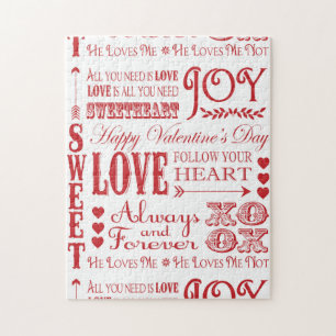 Moderne Vintage-Wort-Valentine-Liebe-Collage Puzzle