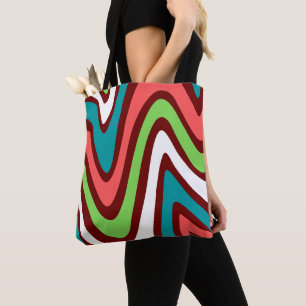 Moderne vintagefarbige Muster abstrakt Wellen Tasche