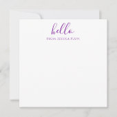 Moderne Violet Lila Hello Correspondence Mitteilungskarte (Vorderseite)