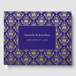 Moderne Violet-Lila- und Gold-Muster-Hochzeit Gästebuch