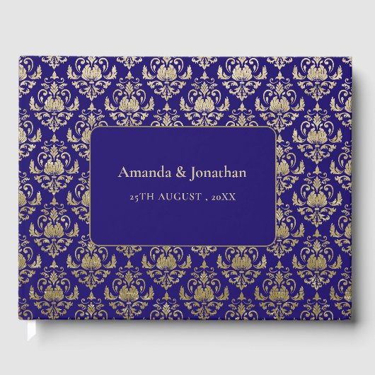 Moderne Violet-Lila- und Gold-Muster-Hochzeit Gästebuch (Vorderseite)