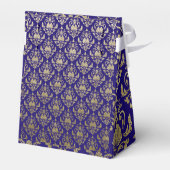 Moderne Violet-Lila- und Gold-Muster-Hochzeit Geschenkschachtel (Rückseite)