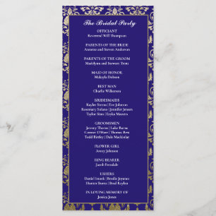 Moderne Violet-Lila- und Gold-Muster-Hochzeit Programm