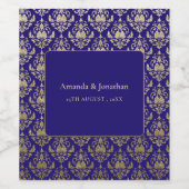 Moderne Violet-Lila- und Gold-Muster-Hochzeit Weinetikett (Einzelnes Label)