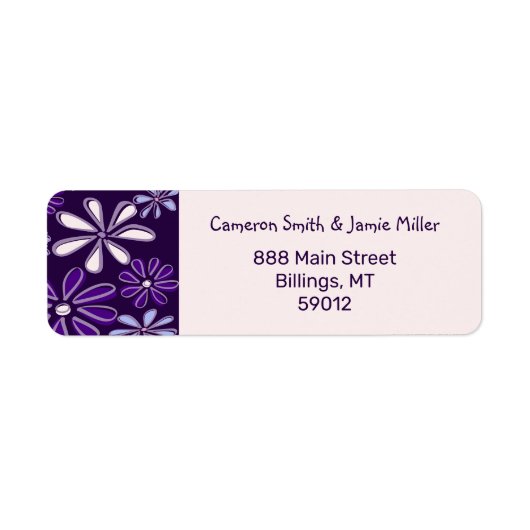 Moderne Violett-Blumendoodle-Rücksendeadresse (Vorne)