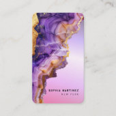 Moderne violette Achat-Goldmarmor- & QR-Code-Logo Visitenkarte (Vorderseite)