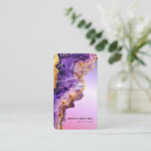 Moderne violette Achat-Goldmarmor- & QR-Code-Logo Visitenkarte (Stehend Vorderseite)