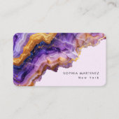 Moderne violette Achat-Goldmarmor & QR-Code-Logo Visitenkarte (Vorderseite)