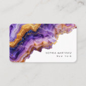 Moderne violette Achat-Goldmarmor- & QR-Code-Logo Visitenkarte (Vorderseite)
