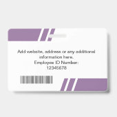 Moderne violette benutzerdefinierte Mitarbeiter-ID Ausweis (Rückseite)