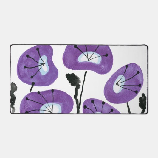 Moderne violette Blumen Wasserfarbengewächse Trend Schreibtischunterlage (Vorderseite)