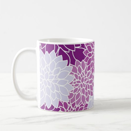 Moderne violette Blumenmuster Kaffeetasse (Links)