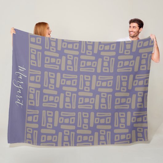 moderne violette braune personalisierte Namensmono Fleecedecke (Beispiel)