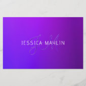 Moderne violette Farbverlauf-Name & Monogramm Briefpapier (Vorderseite)
