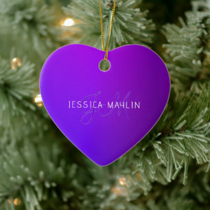 Moderne violette Farbverlauf Name & Monogramm Keramik Ornament