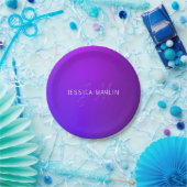 Moderne violette Farbverlauf-Name & Monogramm Pappteller (Party)
